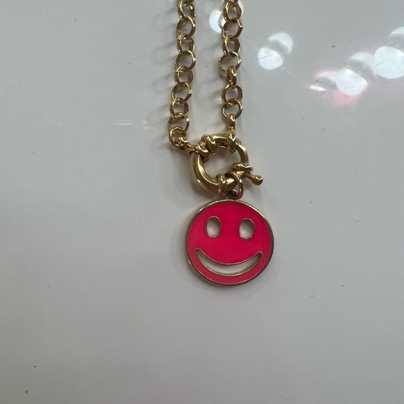 Hot Pink Smiley Face Necklace - Picture 2 of 2